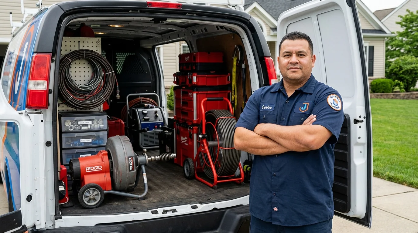 Professional drain cleaning equipment and Johns Plumbing LLC plumber in Moreno Valley