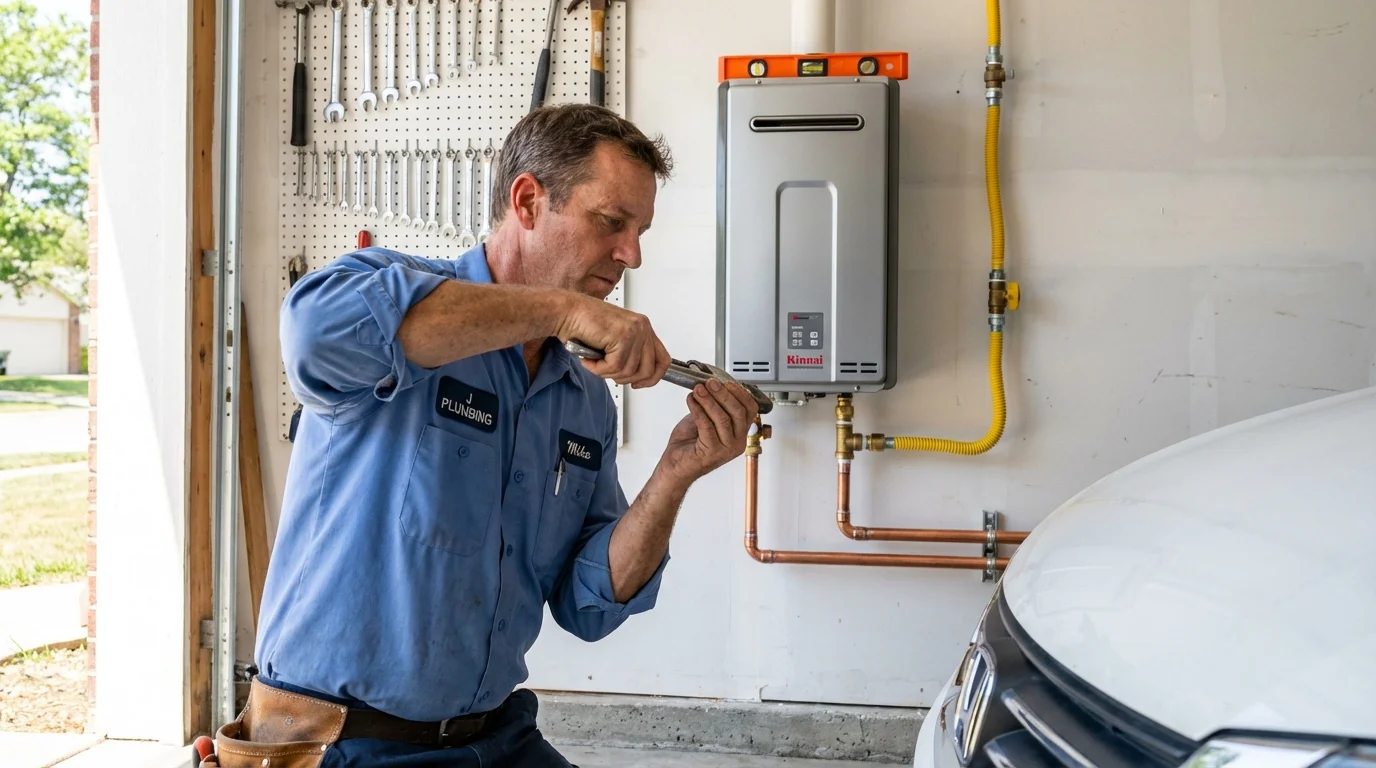 Tankless water heater installation by a Johns Plumbing LLC plumber in Moreno Valley